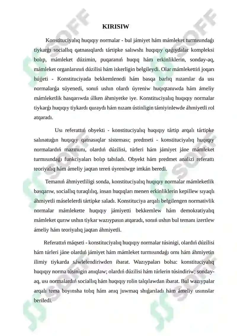 KONSTITUTSIYALÍQ HUQÍQÍY NORMALAR TÚSINIGI HÁM TÚRLERI referat 2