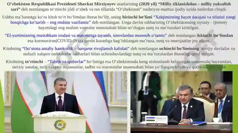 Yangi O‘zbekistonda Prezident Sh.M.Mirziyoyev rahbarligi vatashabbusi ostida amalga oshirilayotgan islohotlar 2