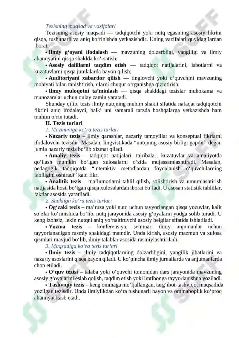 Tezis turlari 2