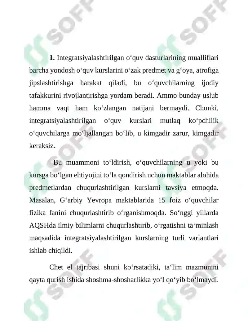 Integratsiyalashtirilgan O‘quv Dasturlari 2