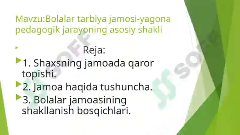Bolalar tarbiya jamosi-yagona pedagogik jarayoning asosiy shakli 2