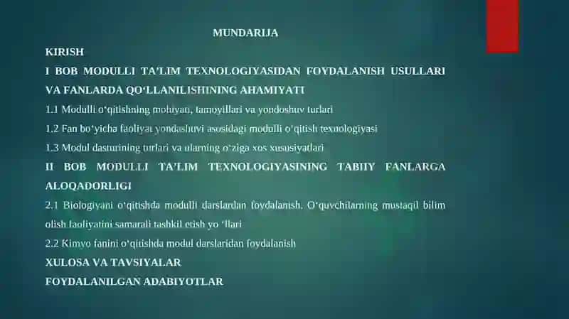 Tabiiy fanlarda modulli ta’lim 2