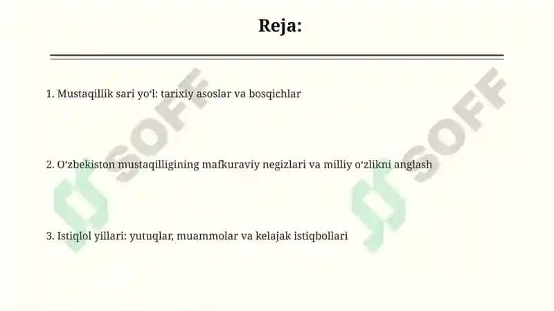 Ozbekiston mustaqillik goyalari tarixiy asoslari va shu yoldagi jarayonlar 2