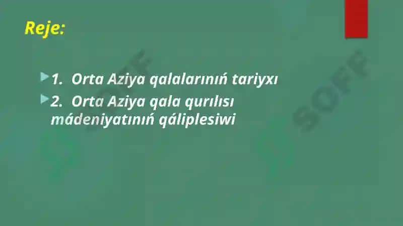 Orta Aziya qala qurılısı mádeniyatınınʼ payda bolıwı 2