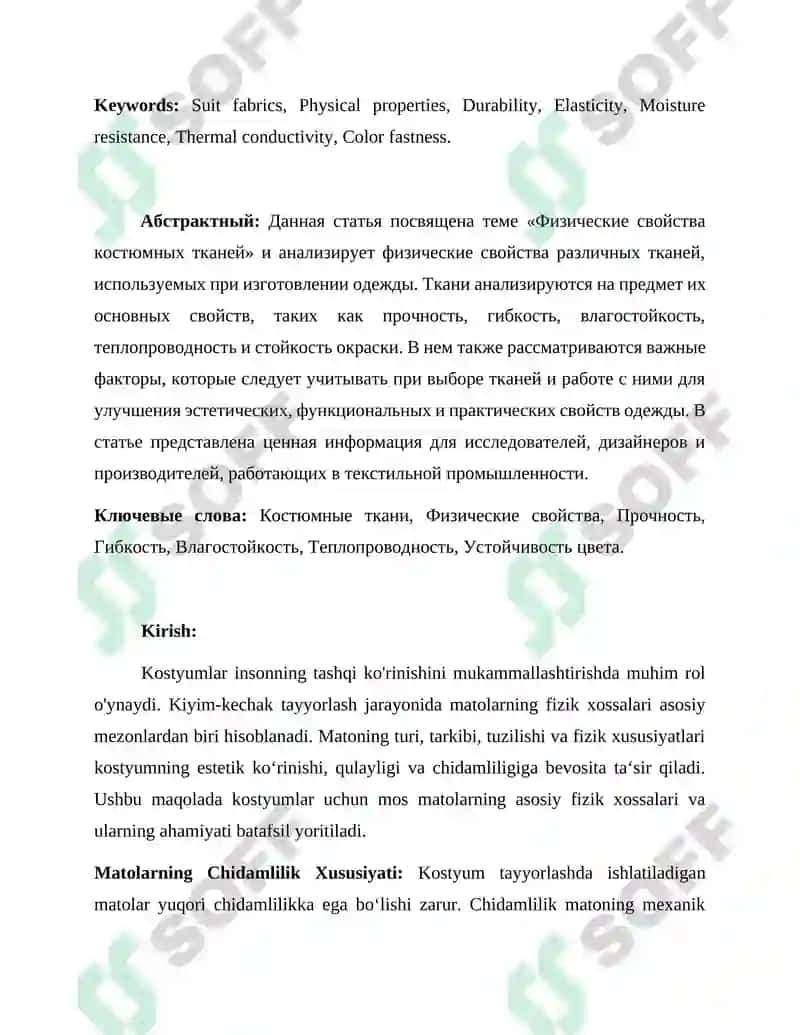 Kostyum bop matolarni fizik xossalari 2