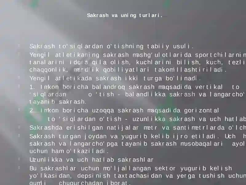 Sakrash va uning turlari 2