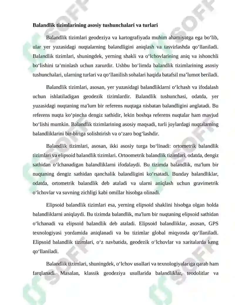Balandlik tizimlari 2
