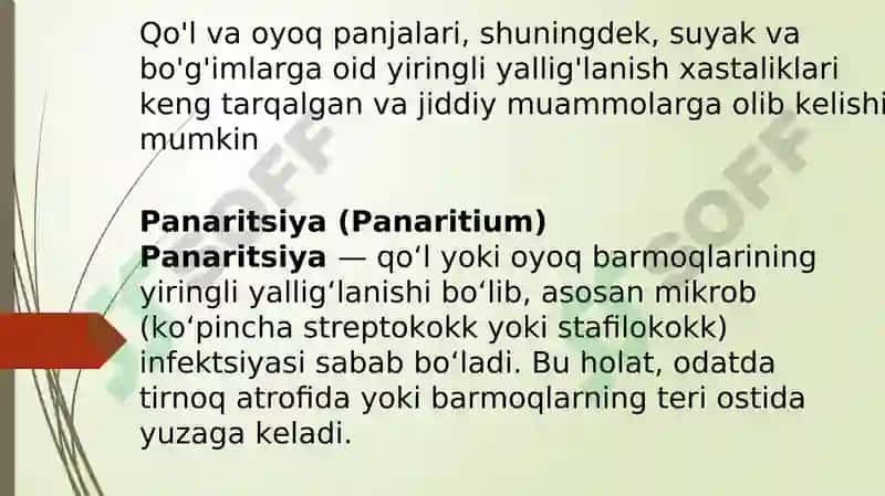 Qo'l va oyoq panjalari yiringli yallig'lanish xastaliklari 2