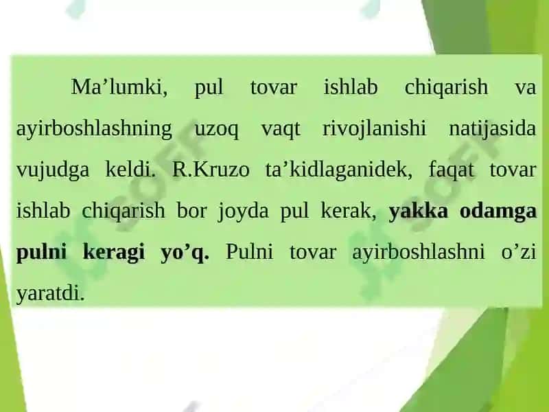 PUL VA MOLIYAVIY XATTI-HARAKATLAR SOTSIOLOGIYASI 2