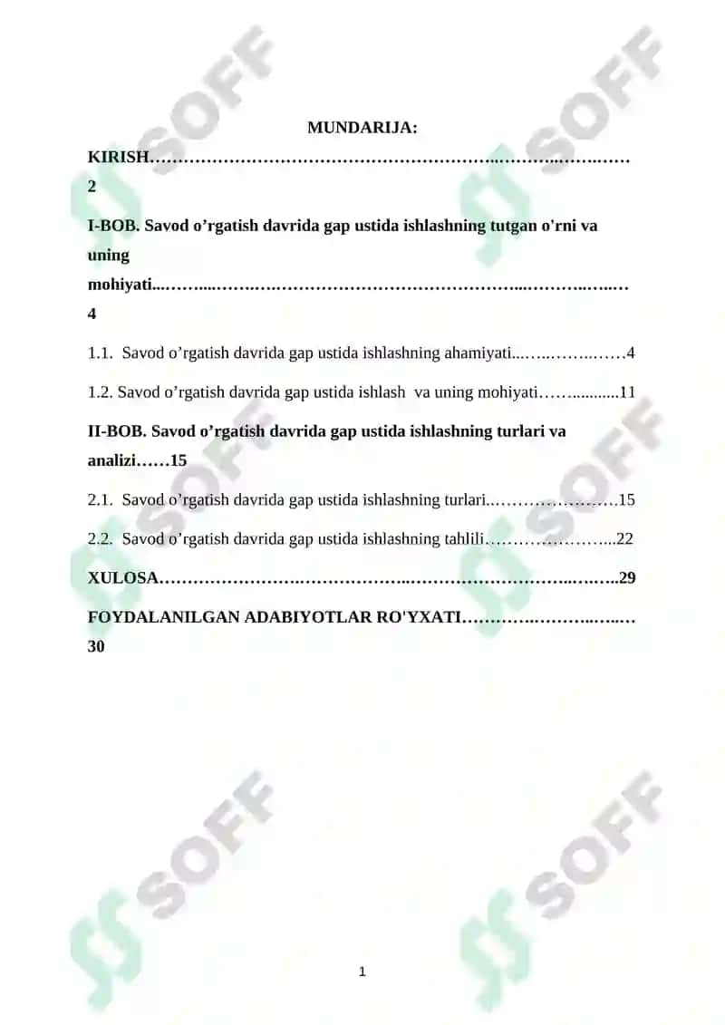 Savod o’rgatish davrida gap ustida ishlash 2