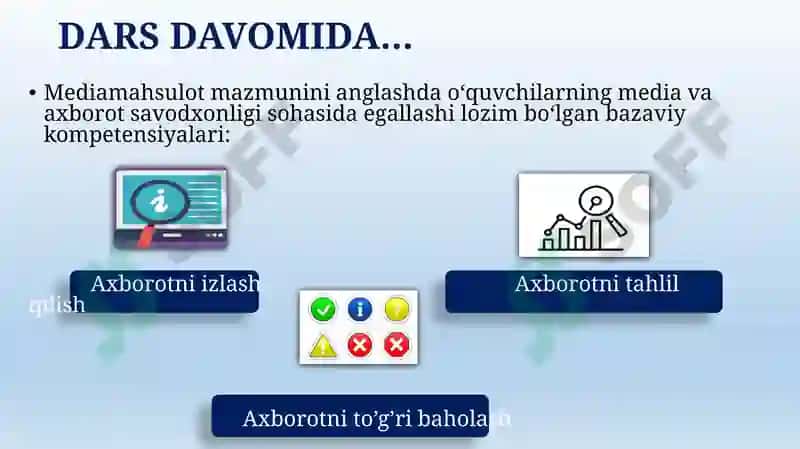 O‘QUVCHILARDA MEDIASAVODXONLIK KO‘NIKMALARINI SHAKLLANTIRISHGA OID ZARURIY KOMPETENSIYALAR 2