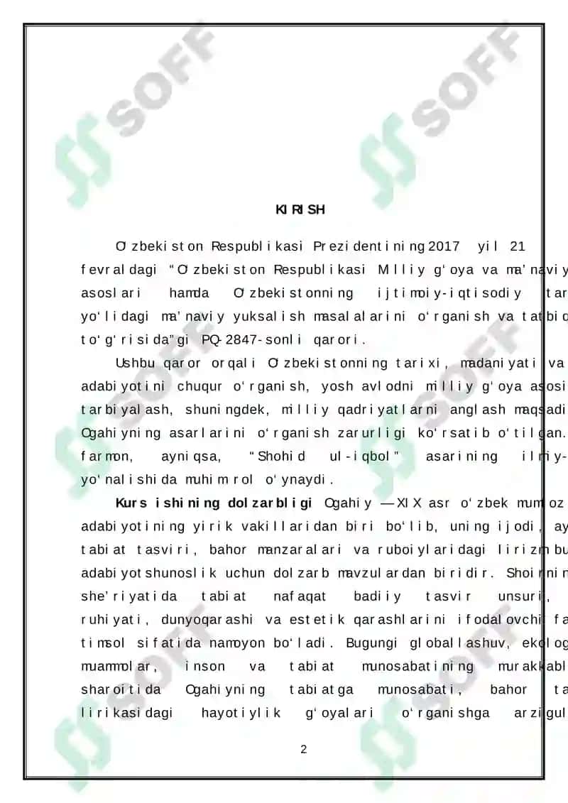 Mavzu: Ogahiyning peyzaj yaratish mahorati 2
