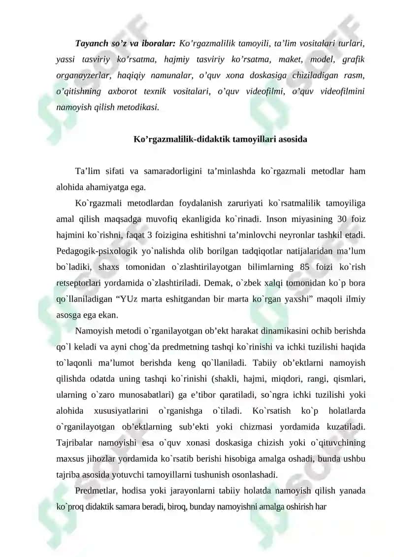Ko’rgazmali vositalaridan foydalanish metodikasi 2