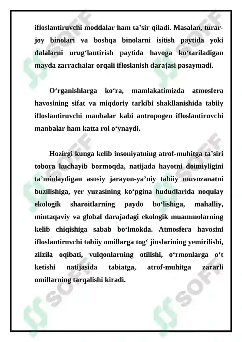 TABIIY OMILLLARI. SANATOR-KURORT SARALASH. 0‘ZBEKISTON KURORLARI 2