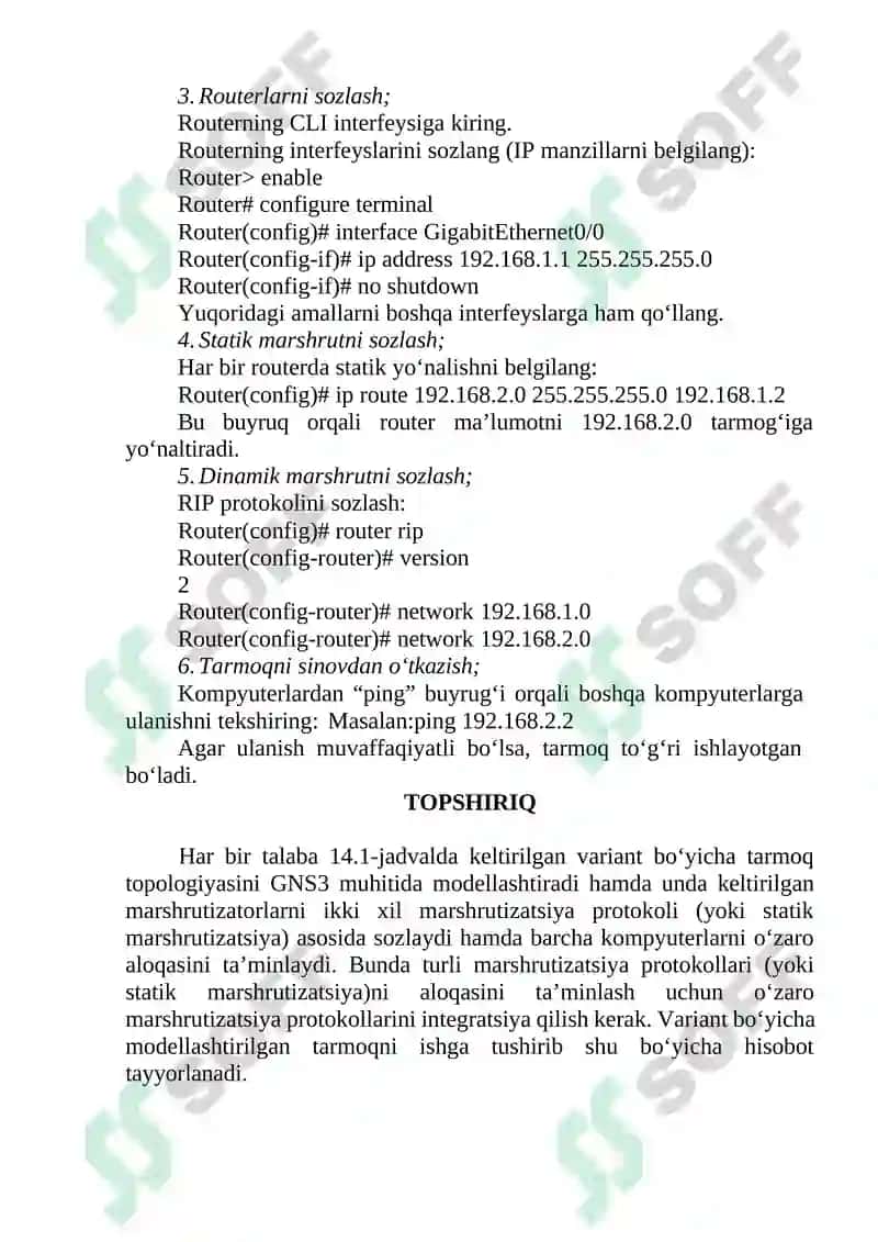 Ma’lumotlarni Marshrutlash Jarayonlarini GNS3 Dasturi Asosida Modellashtirish 2