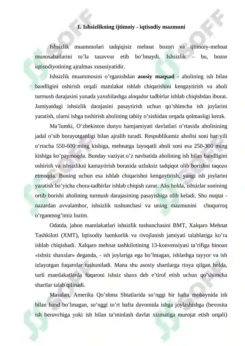 Ishsizlikning kelib chiqish sabablari va namoyon bo’lish shakllari 2