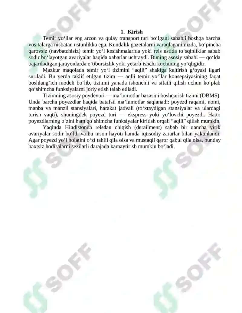 IoT (Internet of Trains) konsepsiyasini poezd radioaloqasida joriy etish. 2