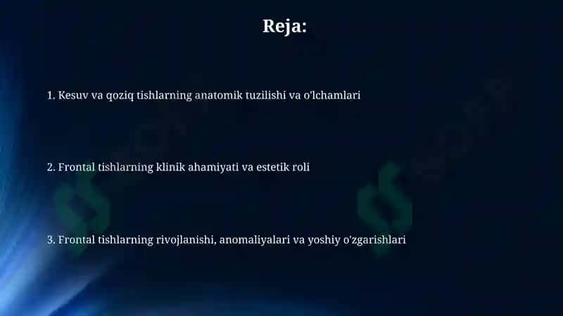 Doimiy tishlovdagi frontal guruh tishlarning tuzilishi 2