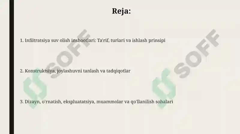 Infiltratsiya suv olish inshootlari 2