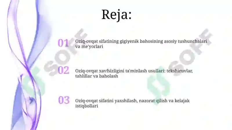 Oziq-ovqat sifatini gigienik baholash 2