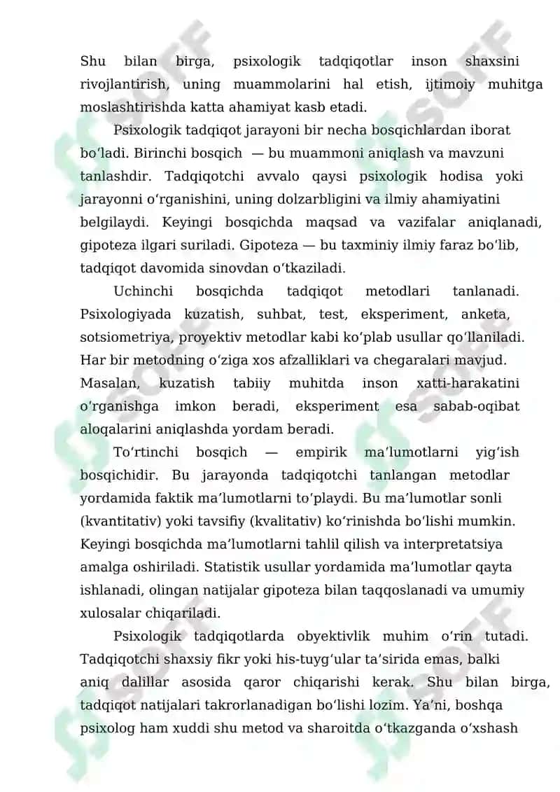 PSIXOLOGIK TADQIQOT TARKIBI VA MANTIQIY IZCHILLIGI 2