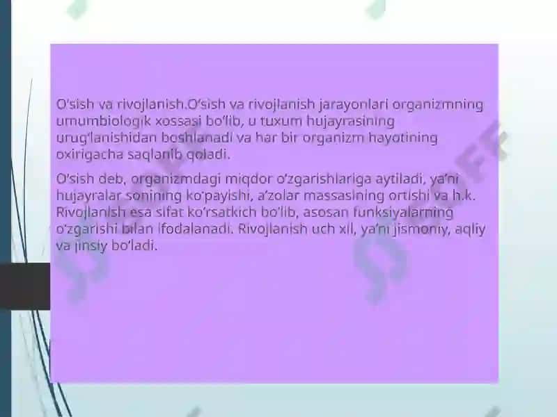 O’sish va rivojlanishga tasir etuvchi omillar. Akseleratsiya 2