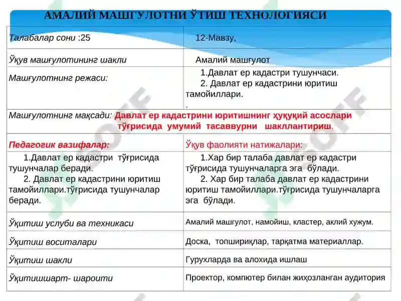Давлат ер кадастри тушунчаси ва уни юритиш тамойиллари 2
