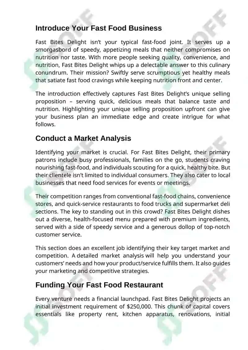 Fast Food Restaurant Business Plan 2