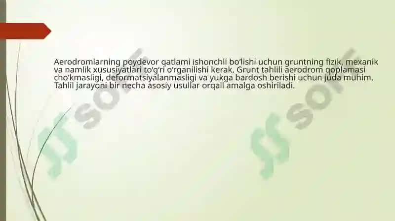Aerodromlar gruntlarni tahlil qilish usullari 2