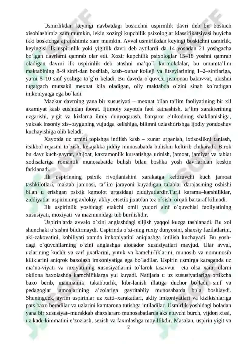 O`spirinlarda ijodiy faoliyatni o’sishi dunyoqarashi shakilanishi 2