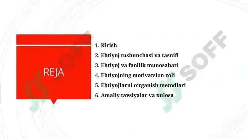 Ehtiyoj faollikni yuzaga keltiruvchi turtki sifatida va ehtiyoj o‘rganish metodlari 2