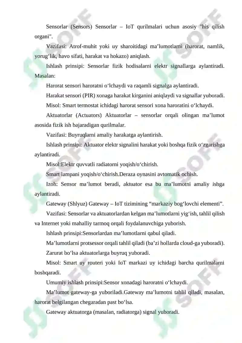 IOT ASOSIDAGI UY QURILMALARINING ISHLASH PRINSIPI (SENSOR, AKTUATOR, GATESHVAY). 2