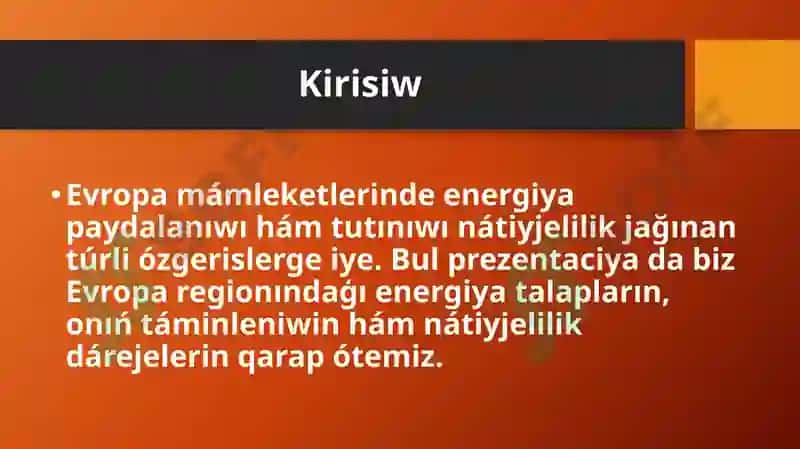 Evropanıń túrli mámleketlerinde energiyadan paydalanıw hám tutınıwdıń nátiyjeligi 2