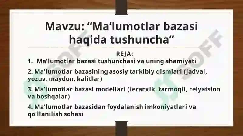 Ma'lumotlar bazasining ahamiyati 2