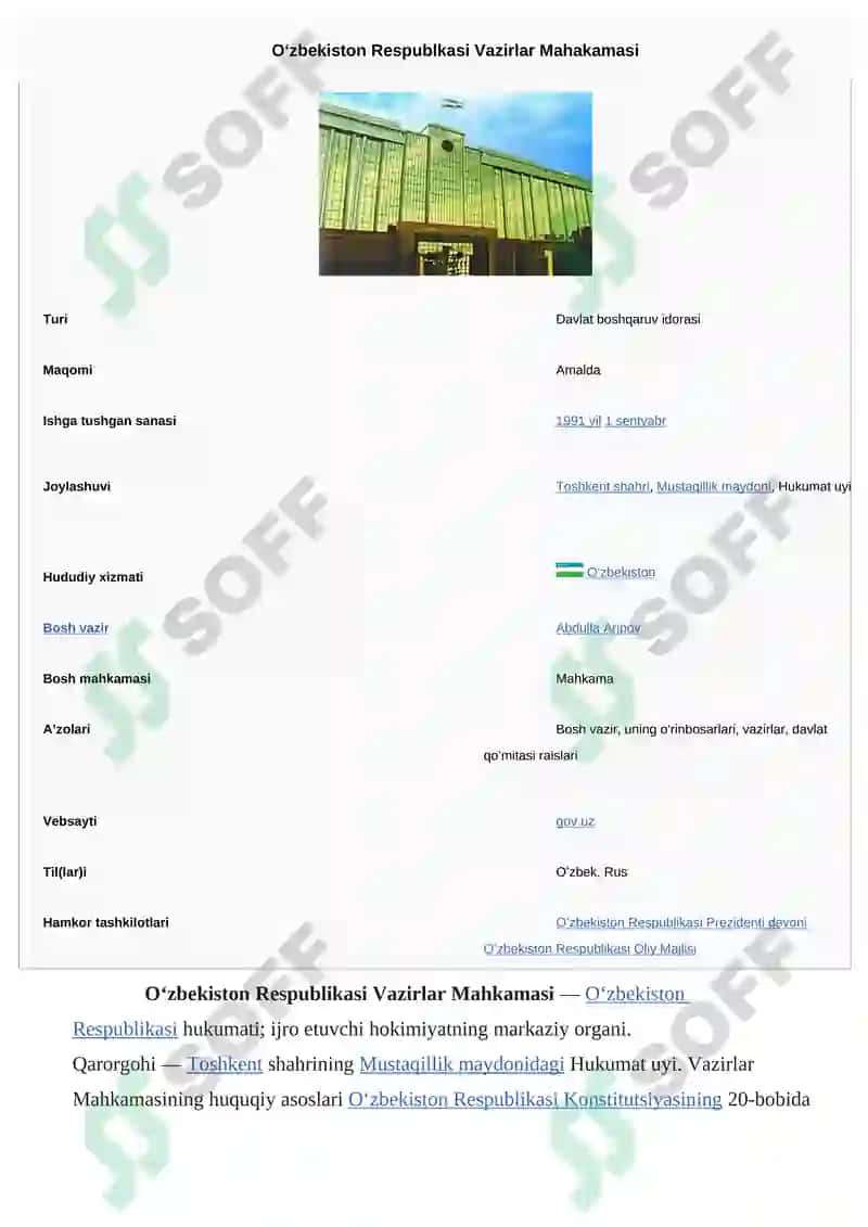 Oʻzbekiston Respublikasi Vazirlar Mahkamasi 2