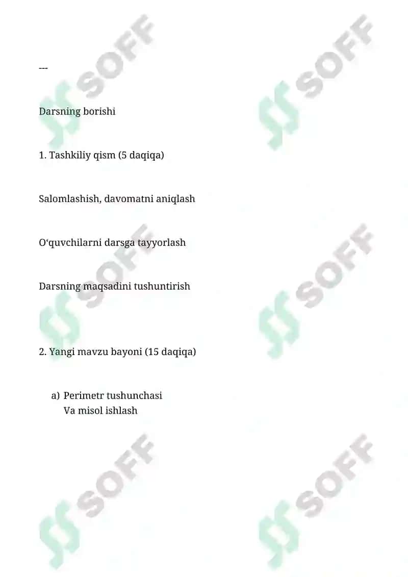 To‘g‘ri to‘rtburchak va kvadratning perimetri va yuzasi DARS ISHLANMA 2