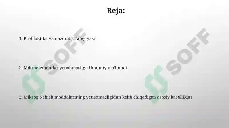 Mikroelementlar yetishmovchiligi natijasida kelib chiqadigan kasalliklar va ular profilaktikasi. 2