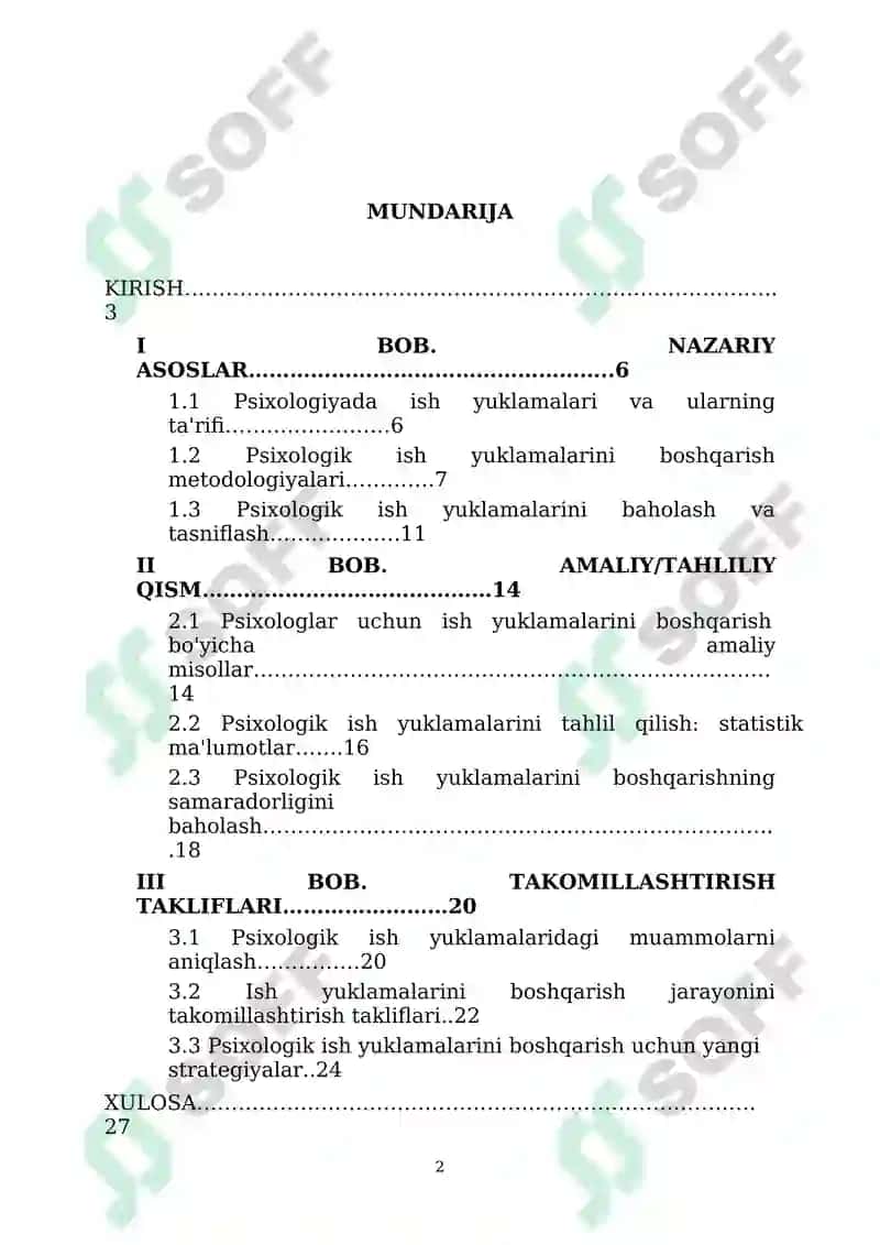 Psixologning ish yuklamalarini boshqarish 2