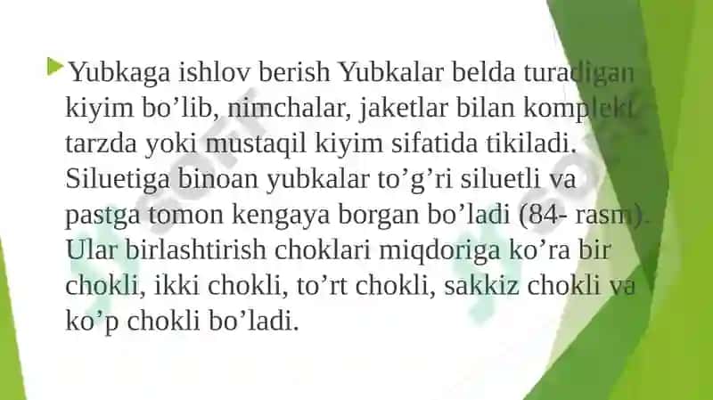 Ayollarning yubkasini tikish 2