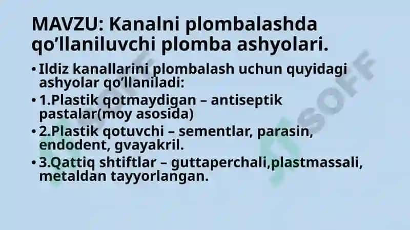 Kanalniplombalashdaqo’llaniluvchiplombaashyolari 2