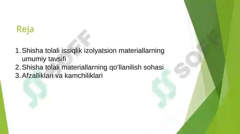 Shisha Tolali Issiqlik Izolyatsion Materiallarining Qo‘llanilishi, Afzalliklari va Kamchiliklari 2