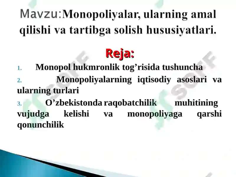 Monopol hukmronlik tog’risida tushuncha 2