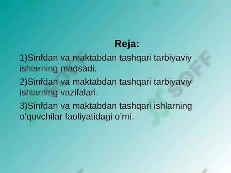 Sinfdan va maktabdan tashqari tarbiyaviy ishlar 2