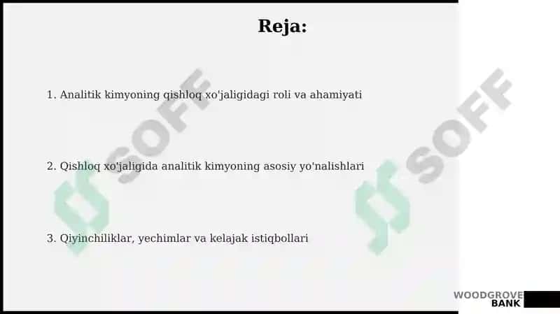 Analitikkimyofanining qishloq xo'jaligidagi roli va ahamiyati 2