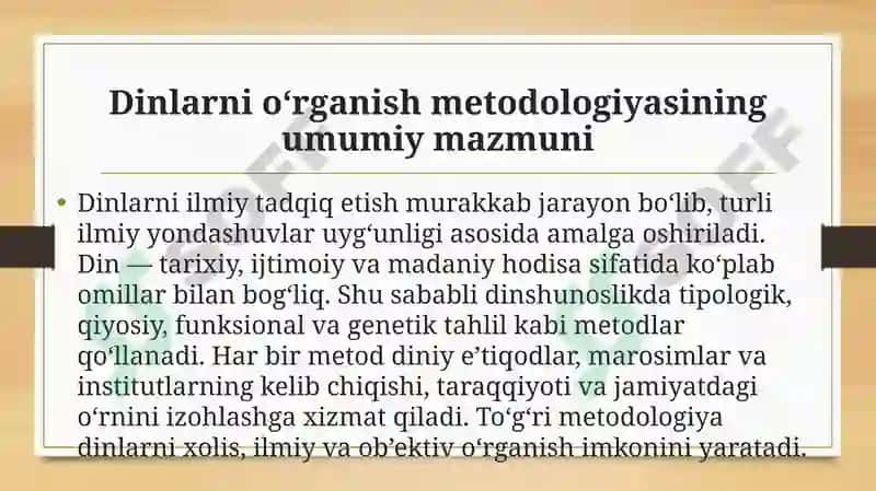 Dinlarni tadqiq etish metodologiyasi tipologik qiyosiy tarkibiy-funksional genetik tahlil 2