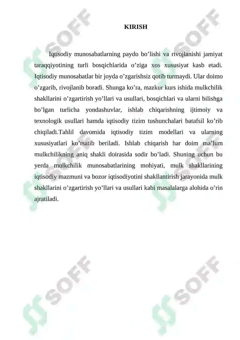 Natural ishlab chiqarishdan tovar ishlab chiqarishga o’tish va uning rivojlanishi 2