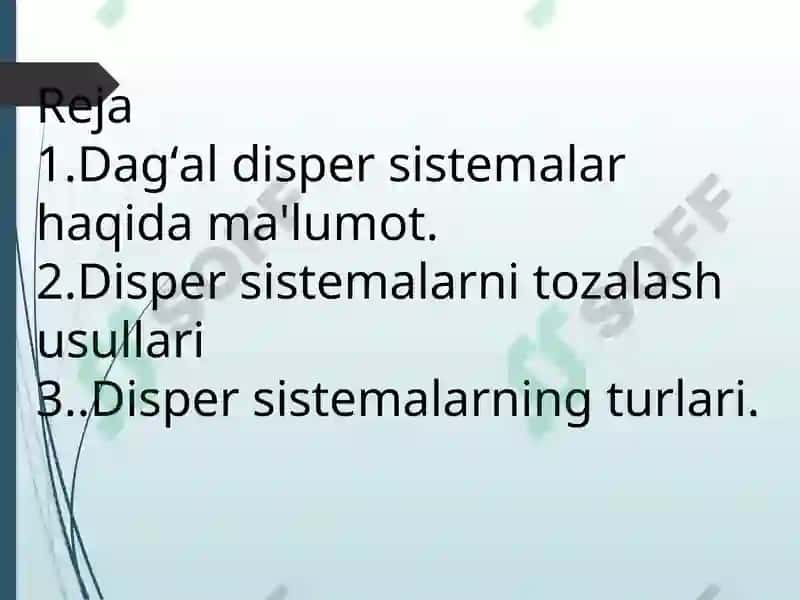 Dagʻal dispers sistemalarning xossalari va ularni tibbiyot va tibbiy proflaktika sohasida ishlatilishi 2