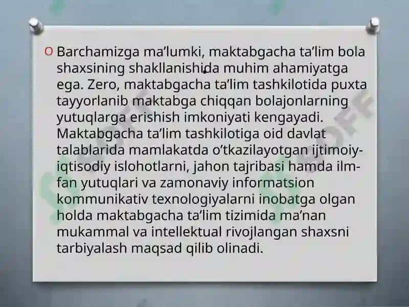 Maktabgacha ta'lim tizimida ta'lim sifatini yangi bosqichga olib chiqish 2