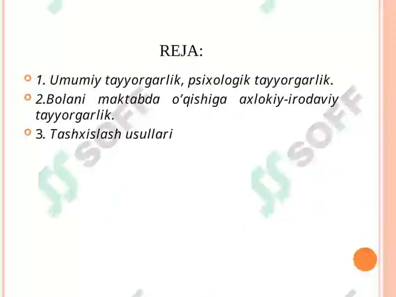 Bolalarning maktabda ta’lim olishga tayyorgarligi tashxislash usullari 2