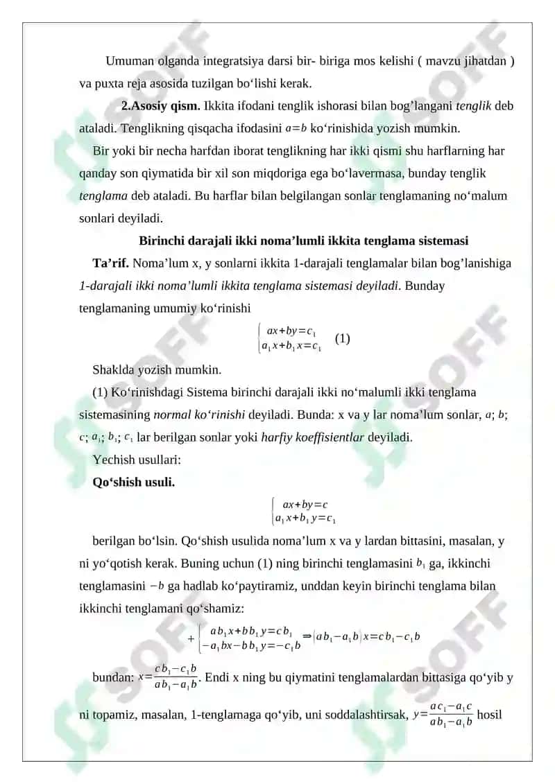 Tenglamalar Sitemasini Yechishning Turli Usullari 2